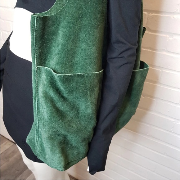 Free People Paris Suede Tote Bag Green Shoulder Leather Slouchy Tie Top BNWT - Picture 4 of 14